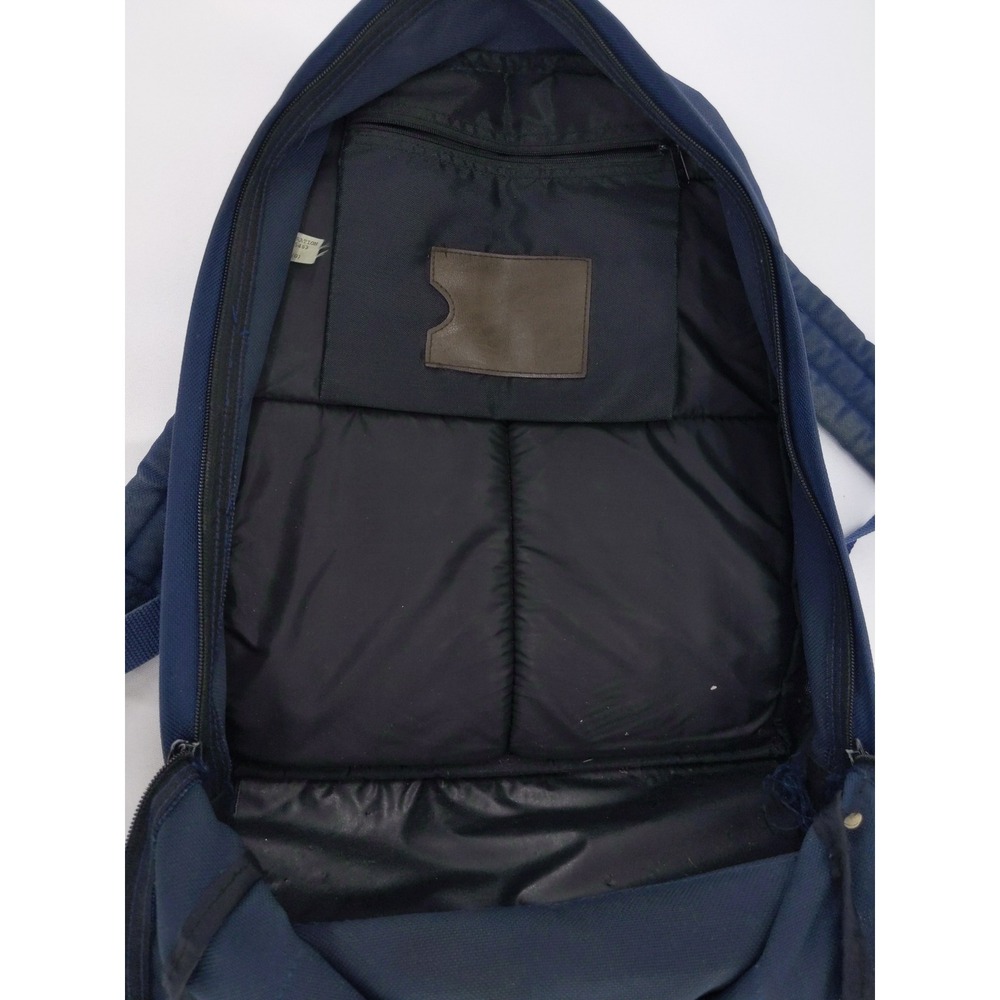 Vintage 90s Y2K Mead Five Star Backpack Navy Blue Brown Suede Bottom Bag - Picture 10 of 14